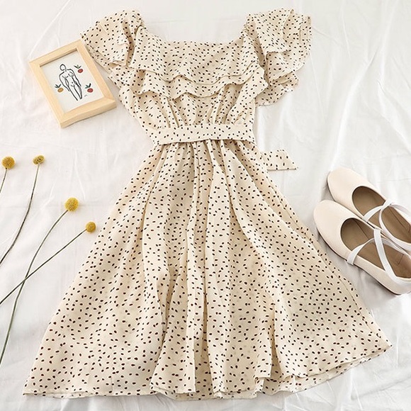 Raffle Off the Shoulder Tan Dress - Picture 4 of 8